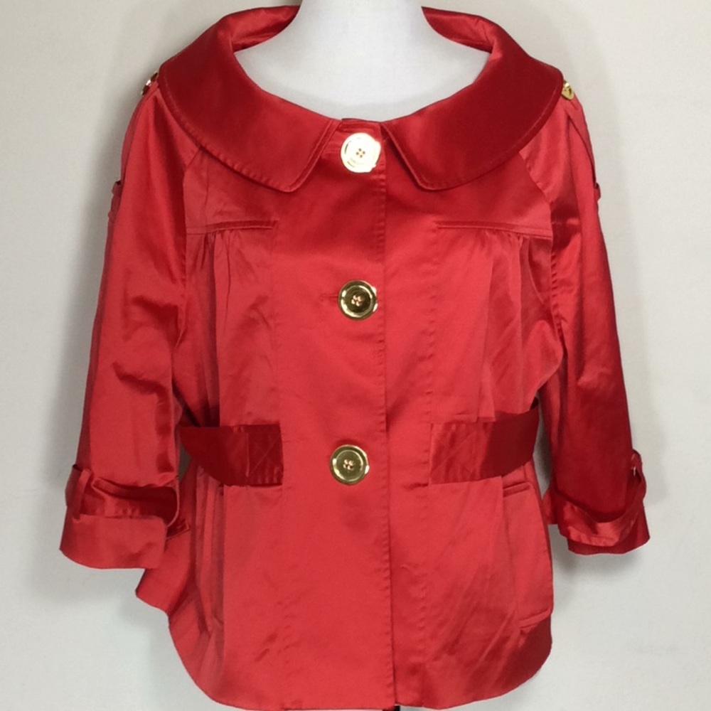 Chaus Red Jacket w/Gold Buttons & Pockets
